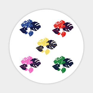 colored tropical leaves design Magnet